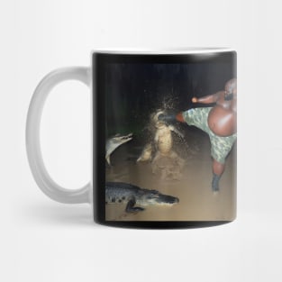 Man kick aligator Mug